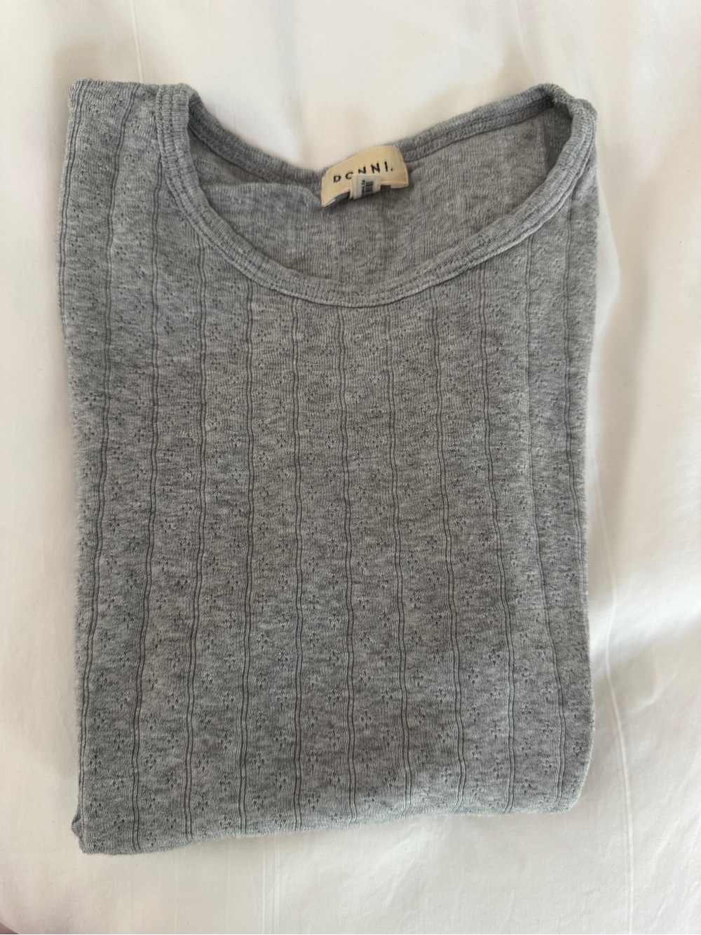 DONNI. Gray Pointelle Tee